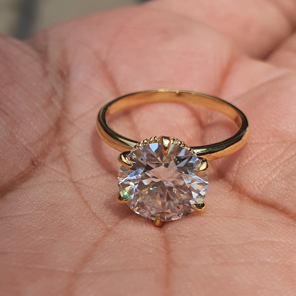 3 Ct-9.5mm Round Moissanite Engagement Ring - Picture 6 of 9